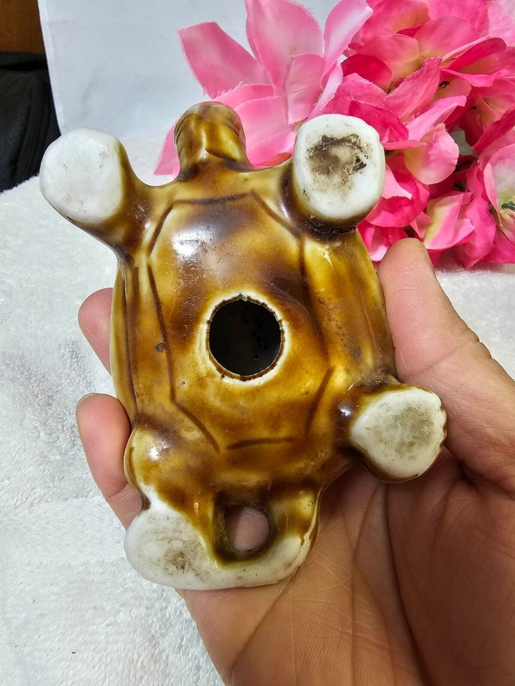 Vtg ceramic turtle figurine statue brown gray