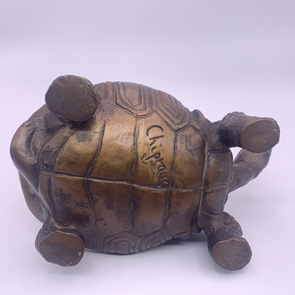 Bronze Tortoise Turtle Signed Chipraus Figurine