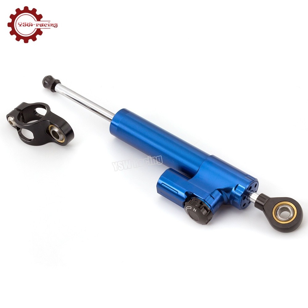 Universal Motorcycle CNC Adjustable Steering Damper Stabilizer Top Blue&Black US