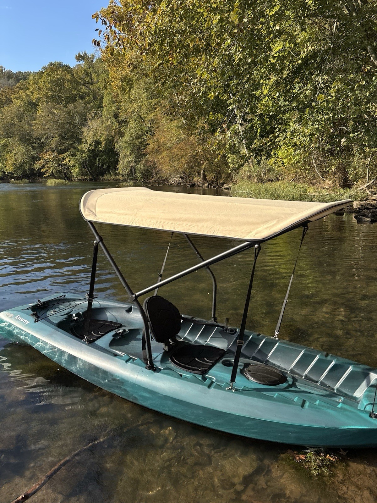 CRO 3'x5' Canoe/Kayak Sun Shade/Canopy Bimini Top - Beige Canvas Black Frame