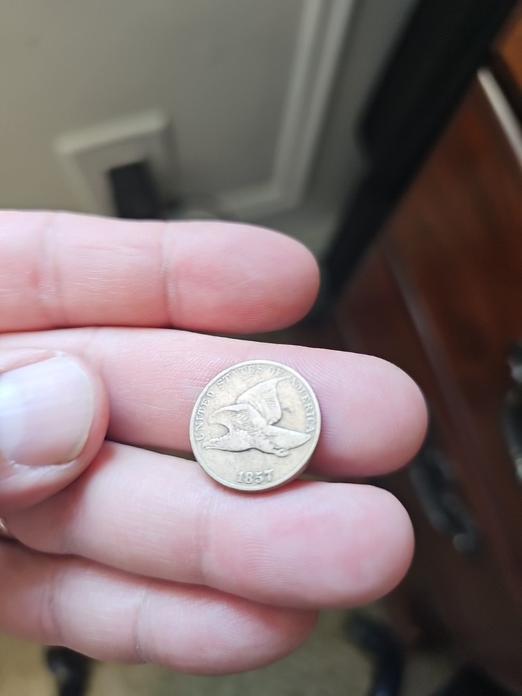 1857 Flying Eagle Cent - Rich Front & Back, F+ Details