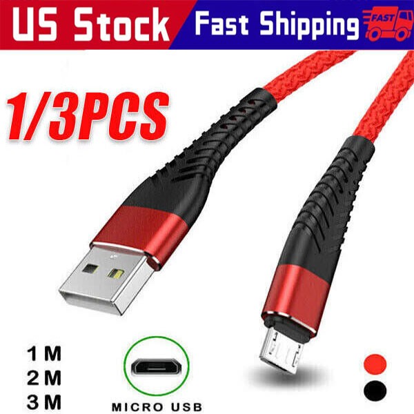 Micro USB Cable Charger Data Sync Braided For Samsung Android HTC LG 3/6/10