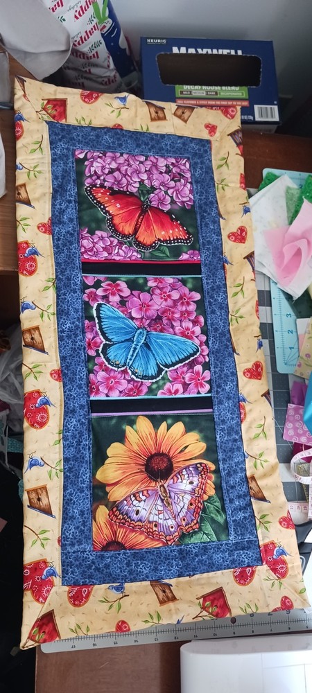 Handmade butterfly bird Multicolor Cotton table runner