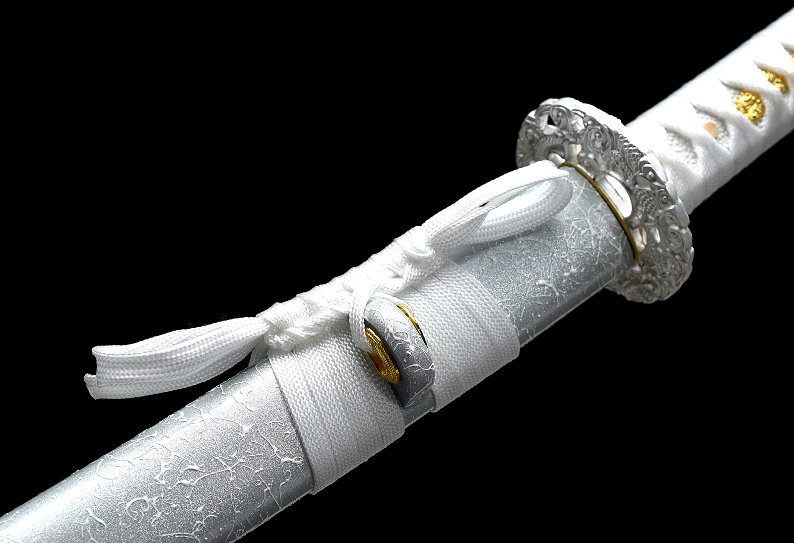 Elegant Silver Dragon Katana Clay Tempered T10 Japanese Samurai Functional Sword