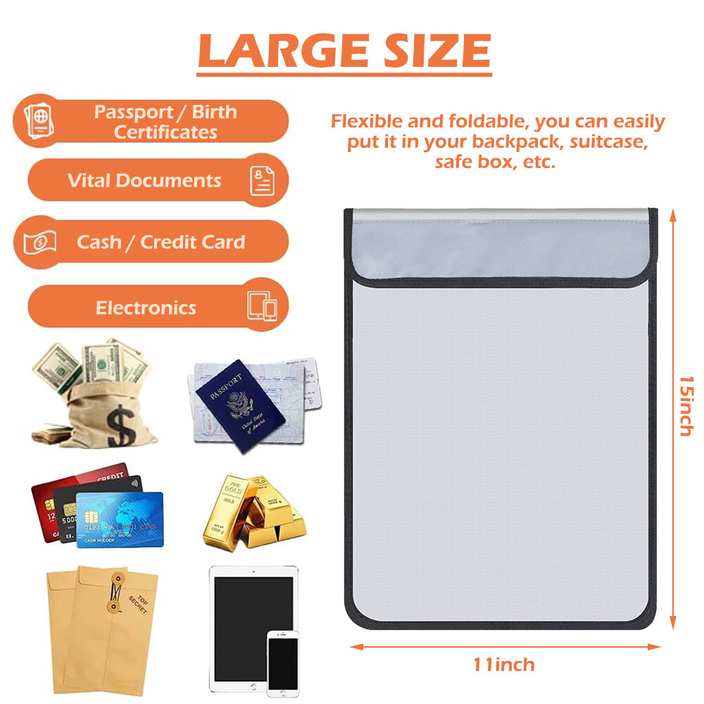 Fireproof Document Bag Waterproof Safe Cash Money Pouch Storage Envelope Folder