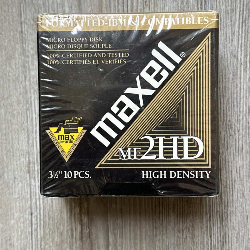 10 Pack 3 1/2" Maxell MF 2HD IBM Formatted NEW SEALED