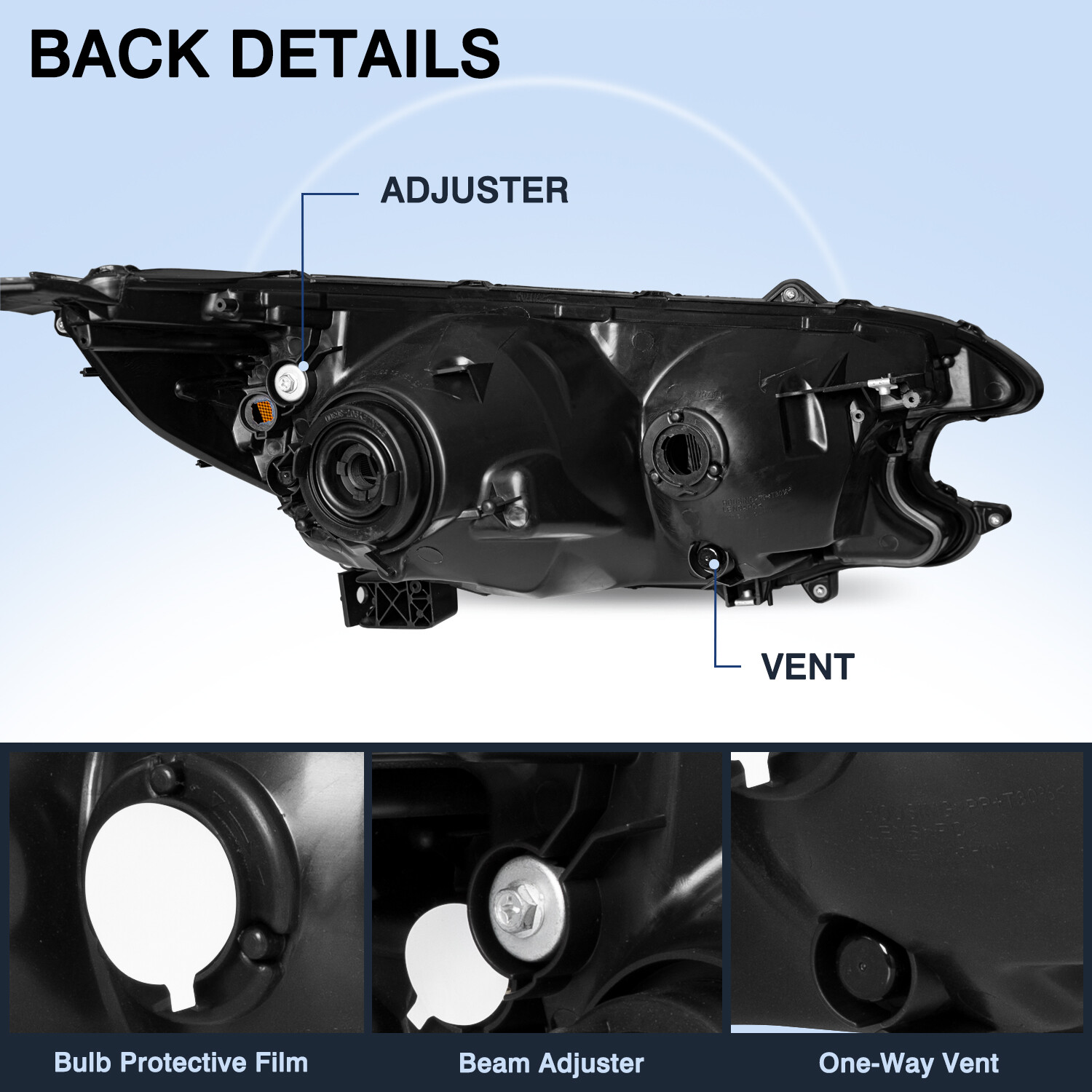 For 2012 2013 2014 Honda CR-V Black Amber Corner Headlights Assembly Pair