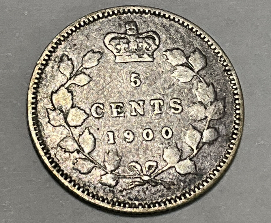 1900 OVAL O CANADA 5 CENT SILVER