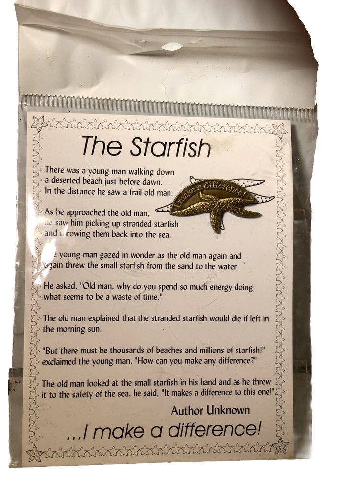 THE STARFISH - IMAKE A DIFFERENCE [ LAPEL PIN ] CONDOR CREATIONS  (NEW)