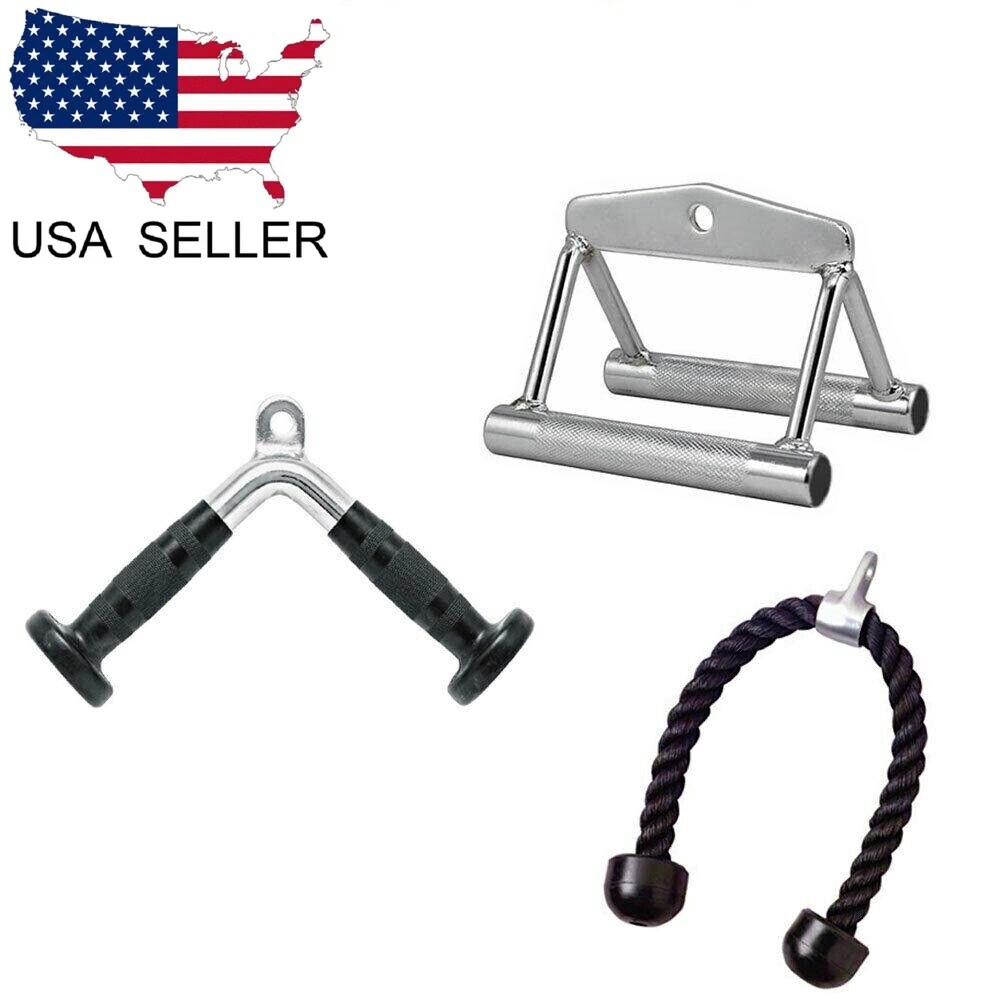 Home Gym Attachments Tricep Rope Lat Bar PressDown Cable Machine Curl Pulldown