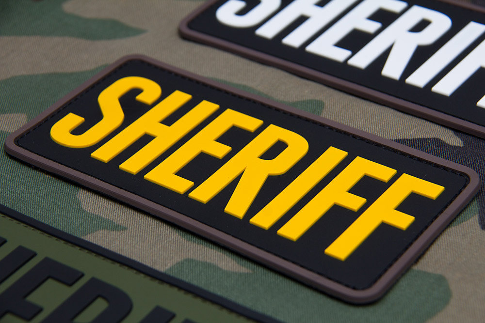 Morale Patch Milspec Monkey MSM SHERIFF - 6 " x 3 " Large Size MULTICAM Tan PVC