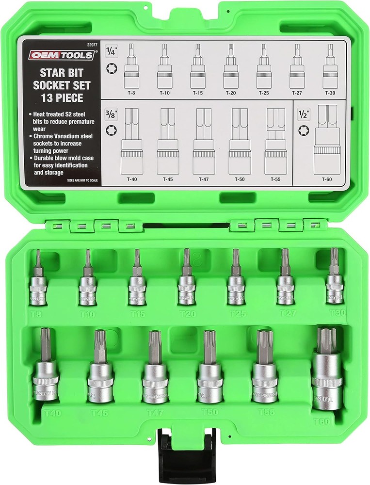 OEMTOOLS 22977 Torx Bit Set 13 Piece, Socket for One Size, Multi