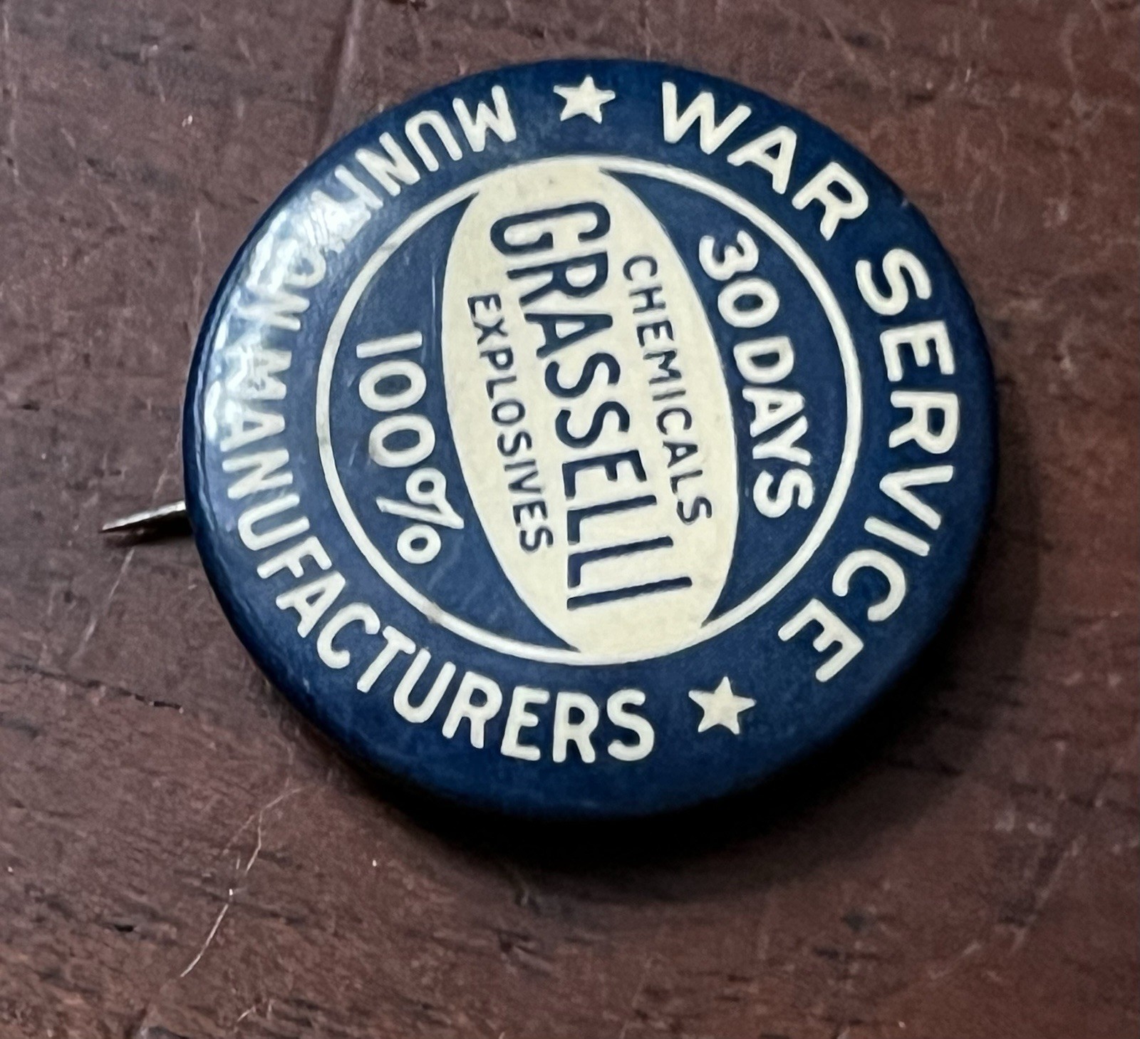 c1918,War Service, Munition Manufacturers, Pinback Button, Grasselli Explosives,