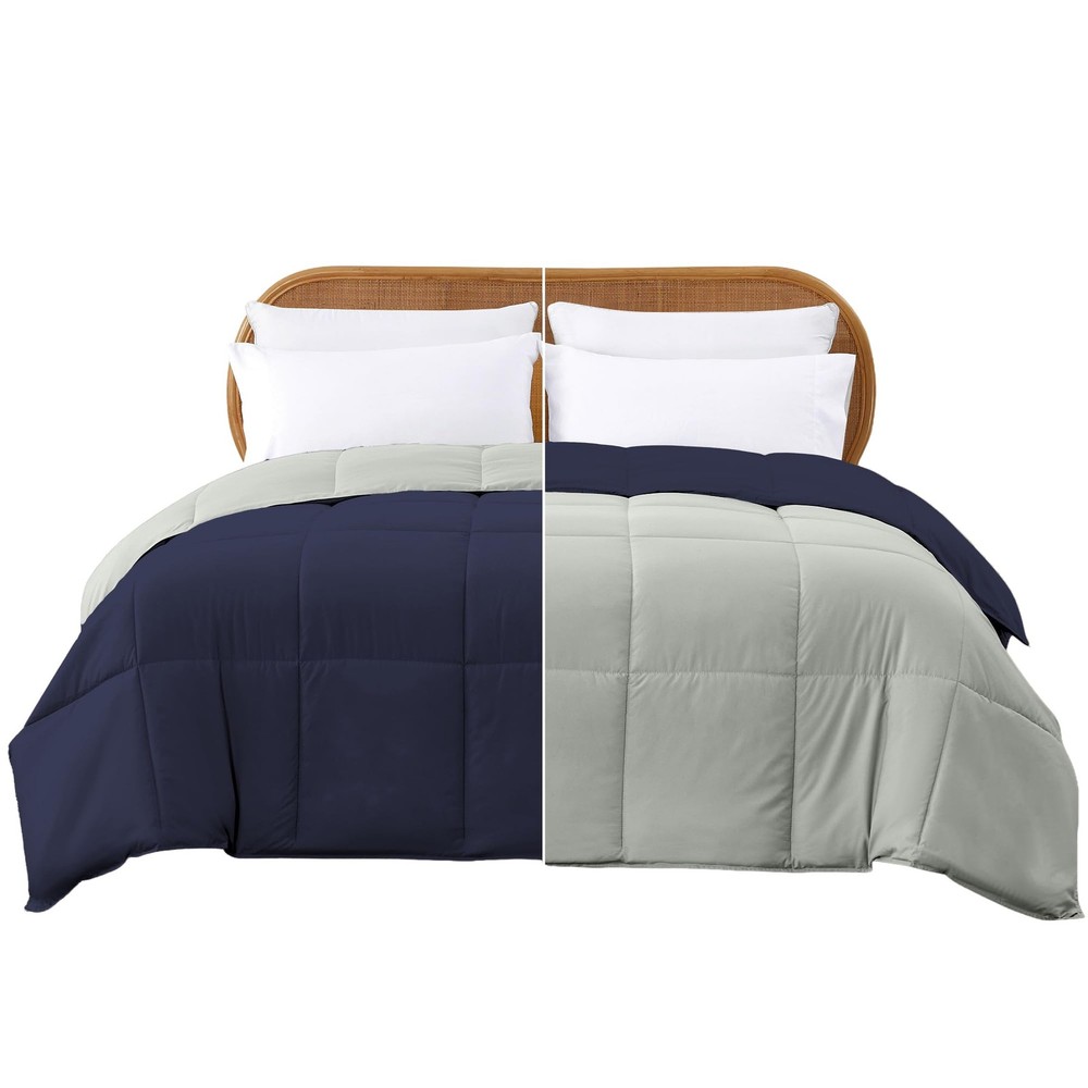 Modern Threads Down Alternative Reversible Comforter Navy/Silver Queen