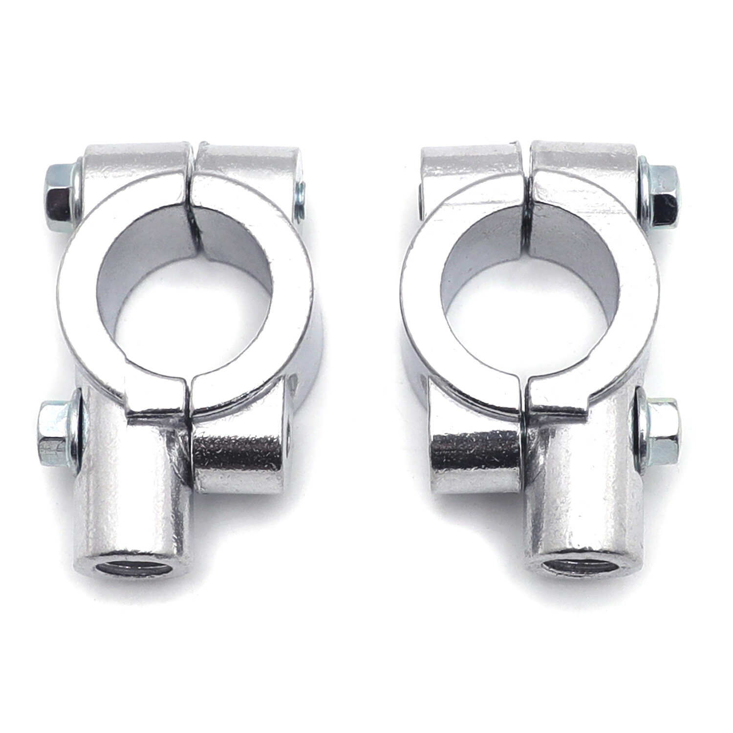 Chrome 1" 25mm Motorcycle HandleBar 10mm Mirror Thread Mount Holder Clamp Adapto