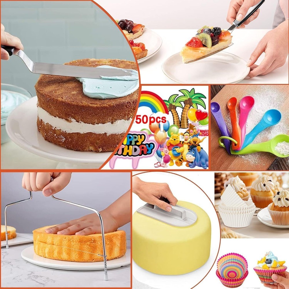DIY Cake Decorating Kit Baking with 4 Springform Pans Rotating Turntable 540PCS