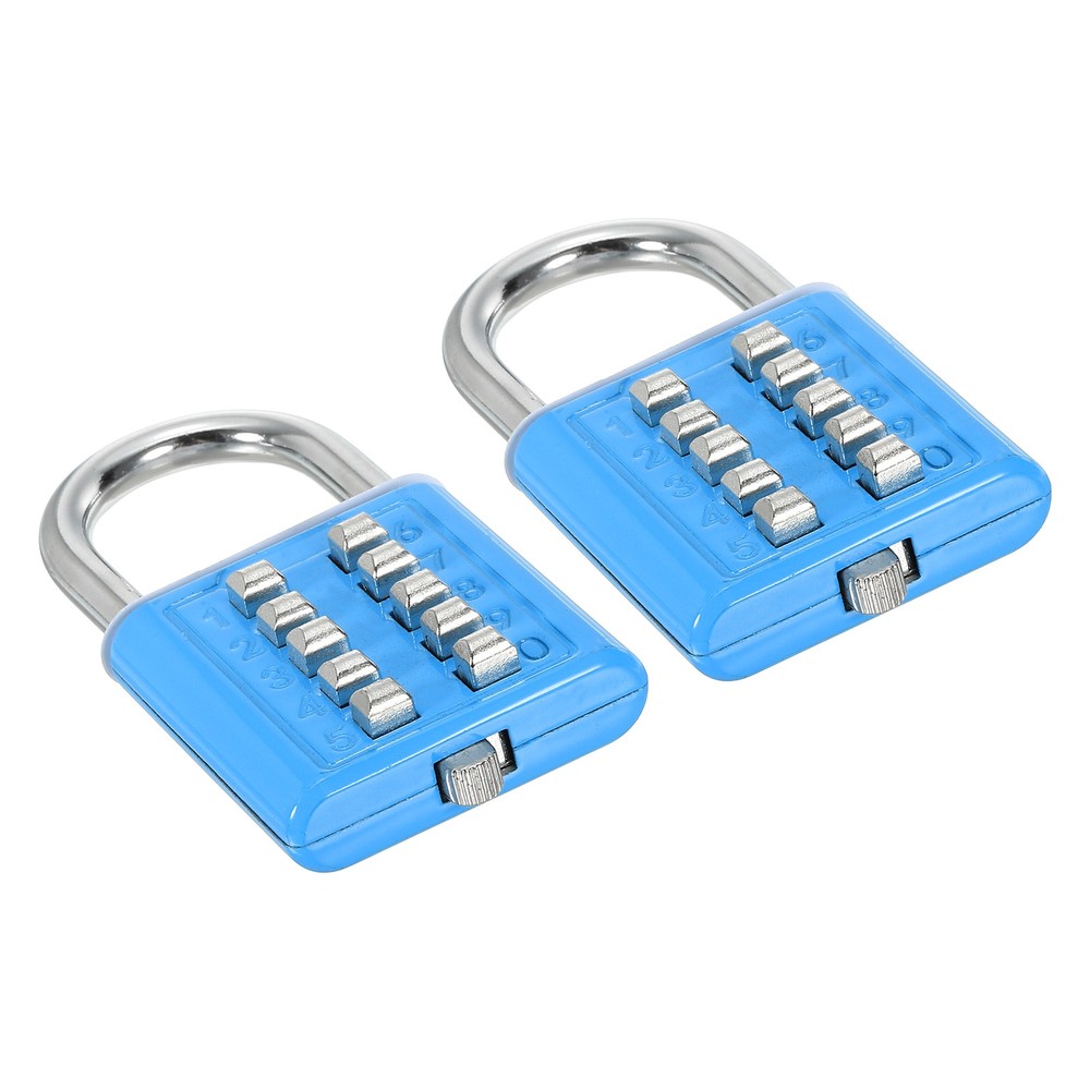10 Digit Button Combination Padlock 2pack 5 Digit Locking Mechanism Lock Blue