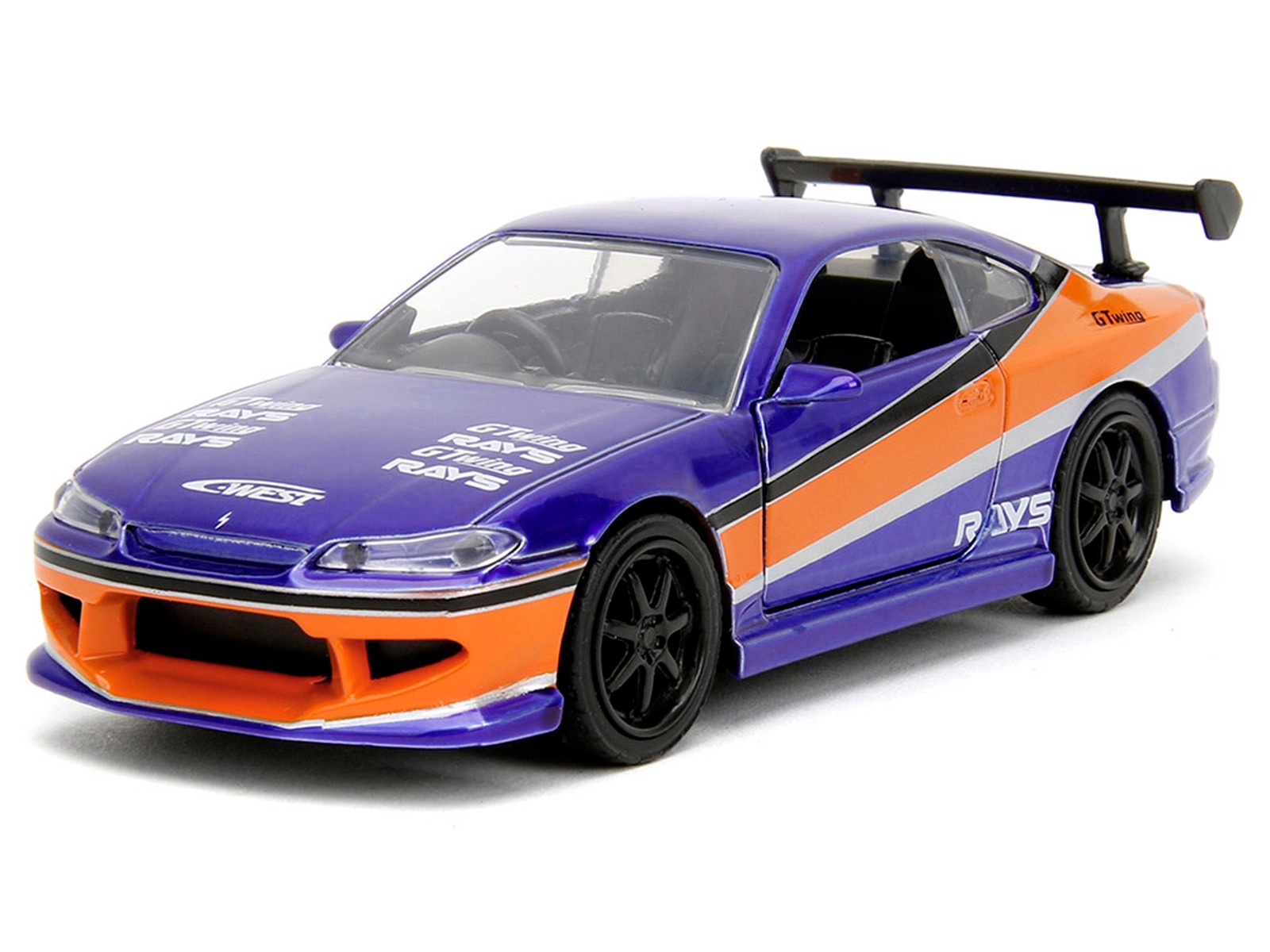 2001 NISSAN SILVIA S15 RHD BLUE "FAST & FURIOUS" 1/32 DIECAST CAR BY JADA 34446