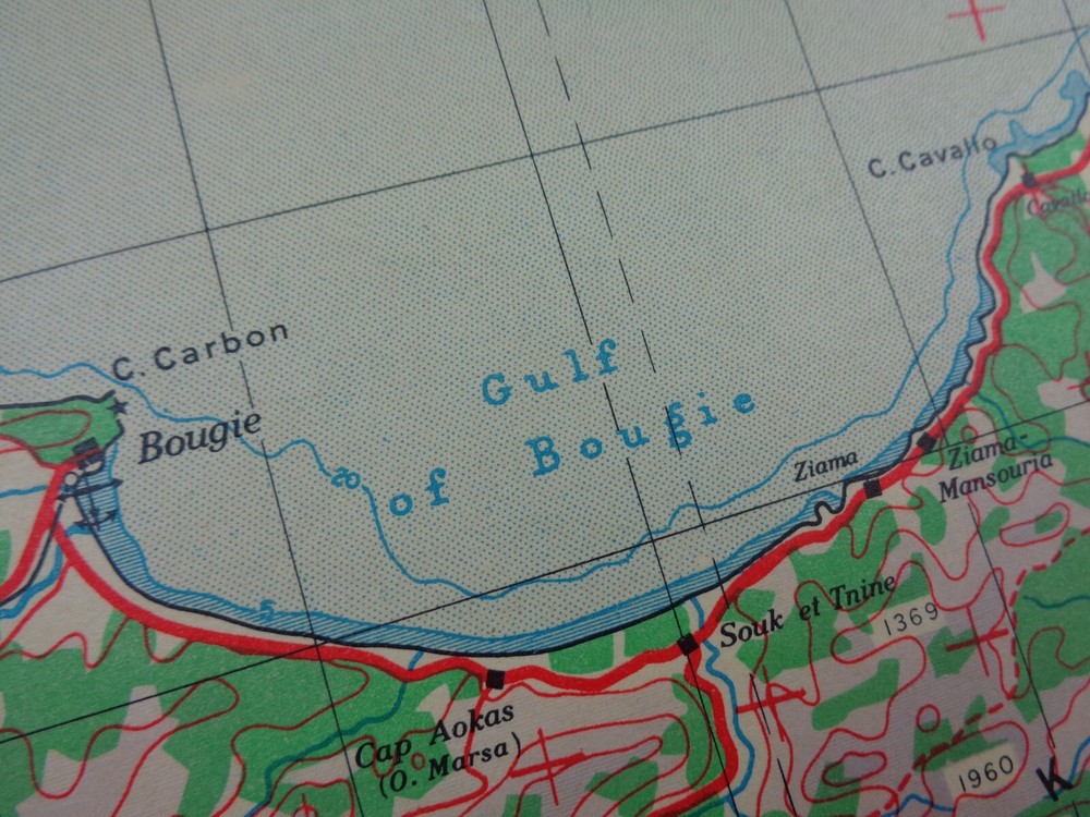 WW2 map of "CONSTANTINE" (ALGERIA) + BONE, SETIF etc (WING COMMANDER, DFC & BAR)