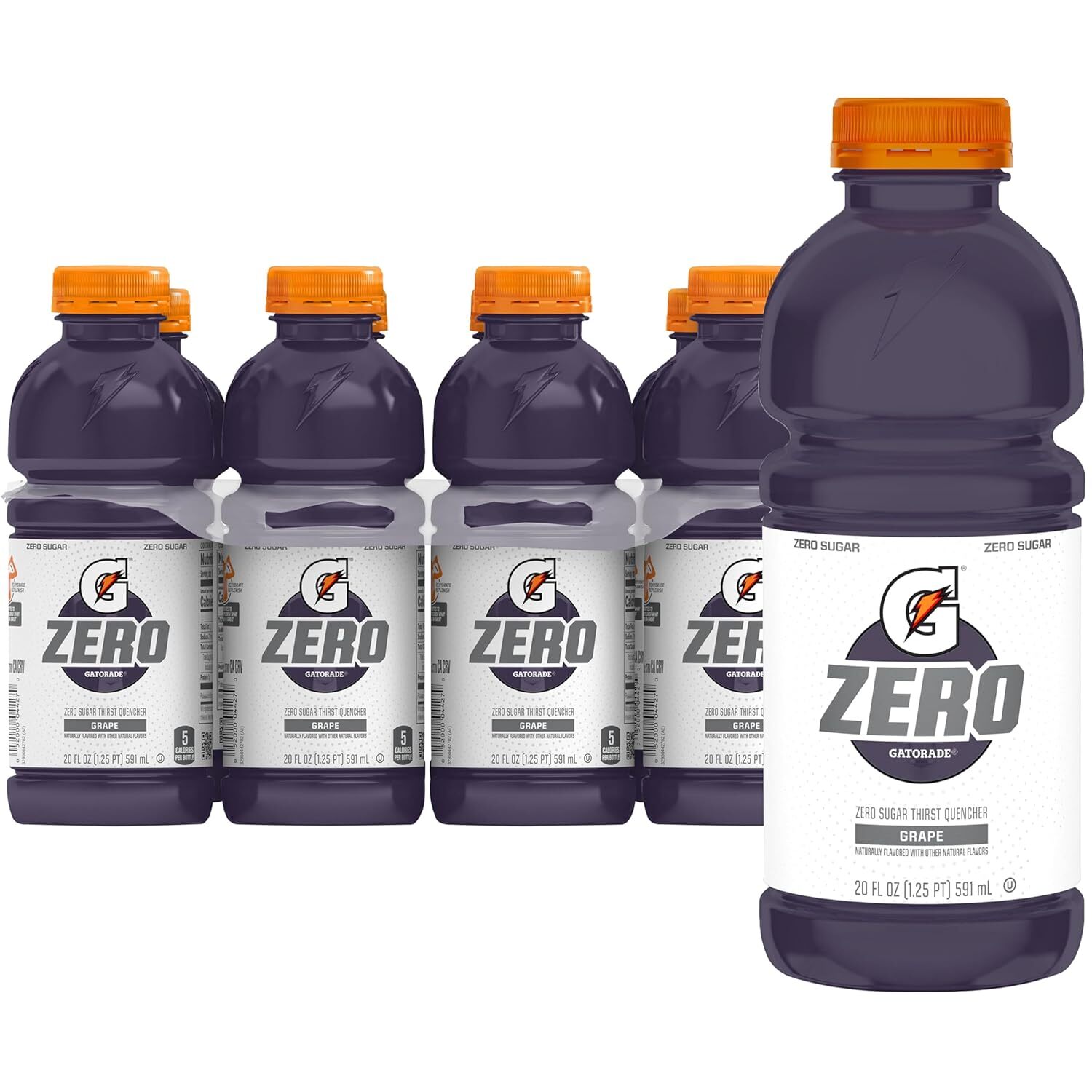 Gatorade Thirst Quencher Zero Sugar, Sports Drink, Grape 20Oz Bottles - 8 Pack