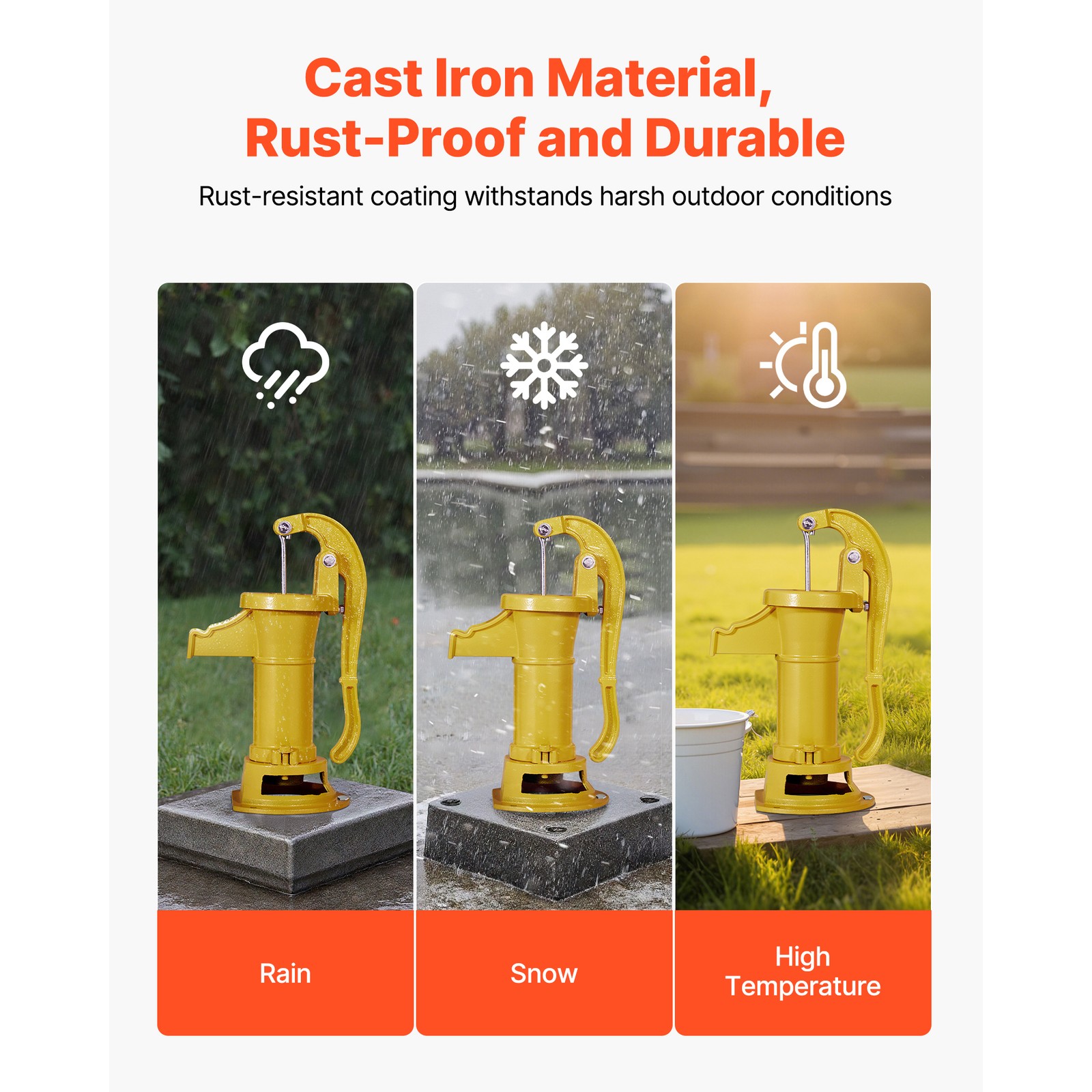 Uimoso Antique Cast Iron Manual Water Pump 25ft Hand Pitcher