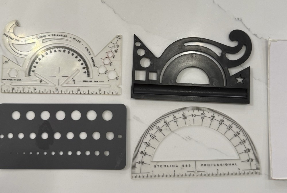 Vintage Scale Master, Protractor, Etc. Engineering, Drafting, Drawing Templates