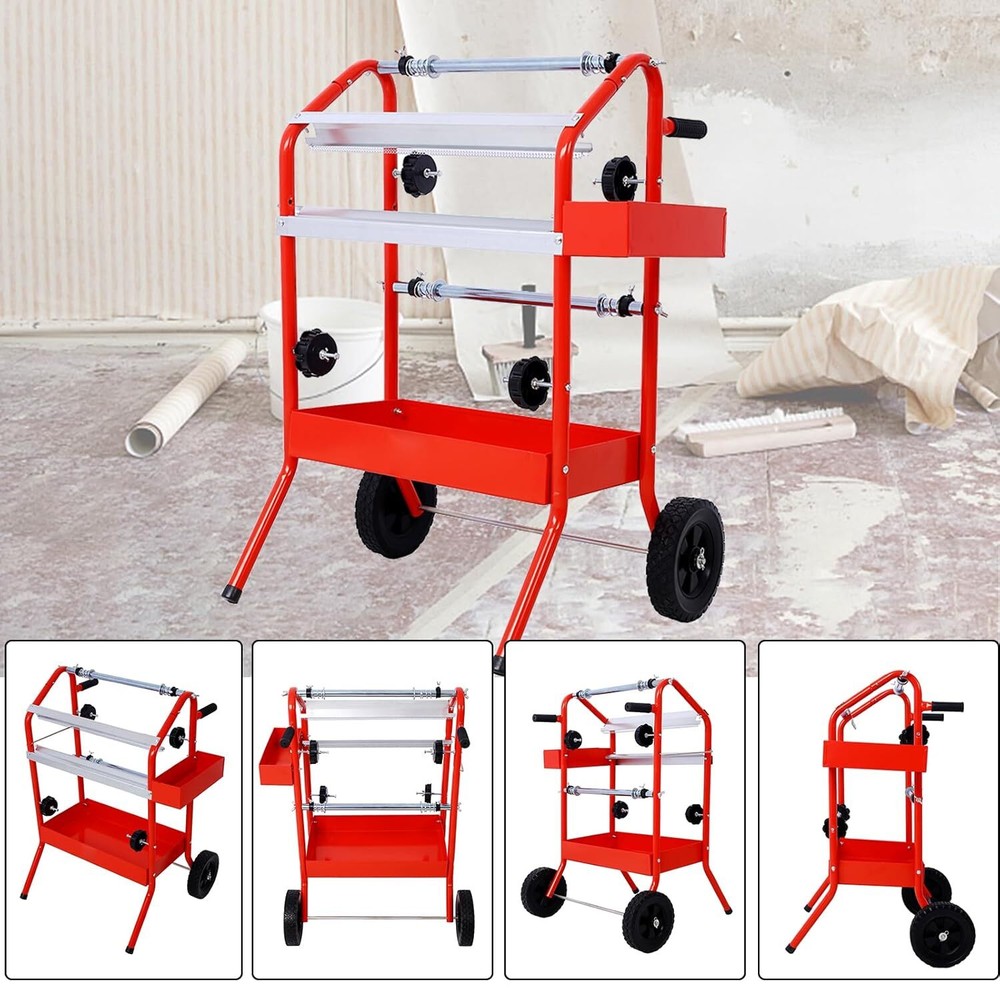 Mobile 18"Multi-Roll Masking Paper Machine w/Storage Trays Spray Paint Auto Body