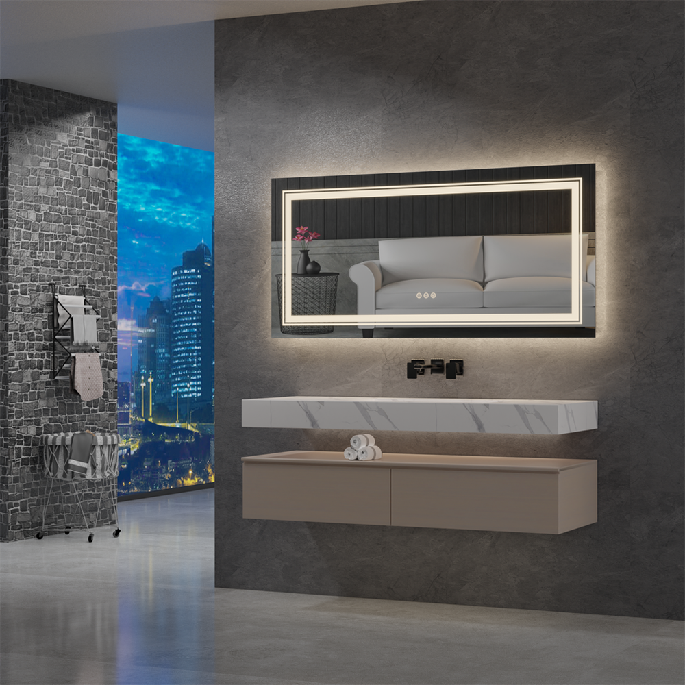 42''x20'' LED Wall Mirrors Sleek Backlit Bathroom Mirror Vertical & Horizontal