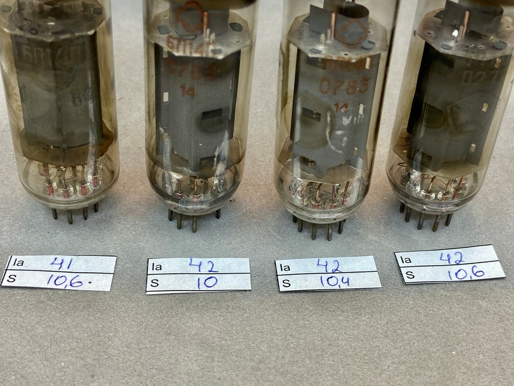 4 PCS 6P14P 6П14П (EL84 /6BQ5) USED REFLECTOR TUBE TESTED MATCHED QUAD