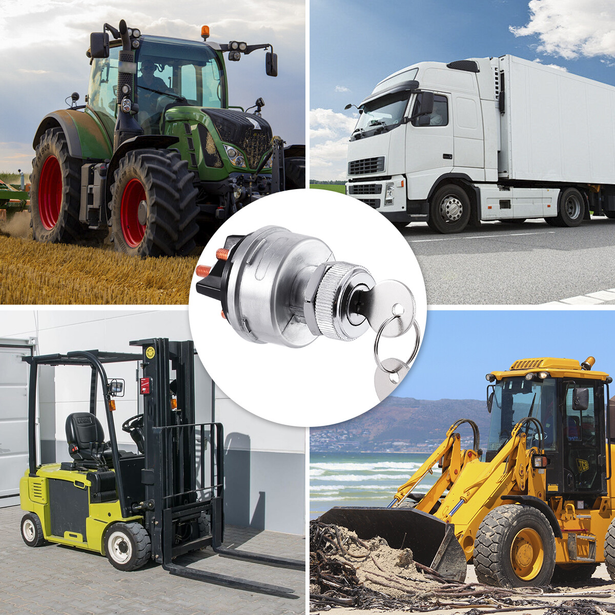 2 PACK Ignition Switch with Key, 4 Position Universal Key Ignition Switch 12v