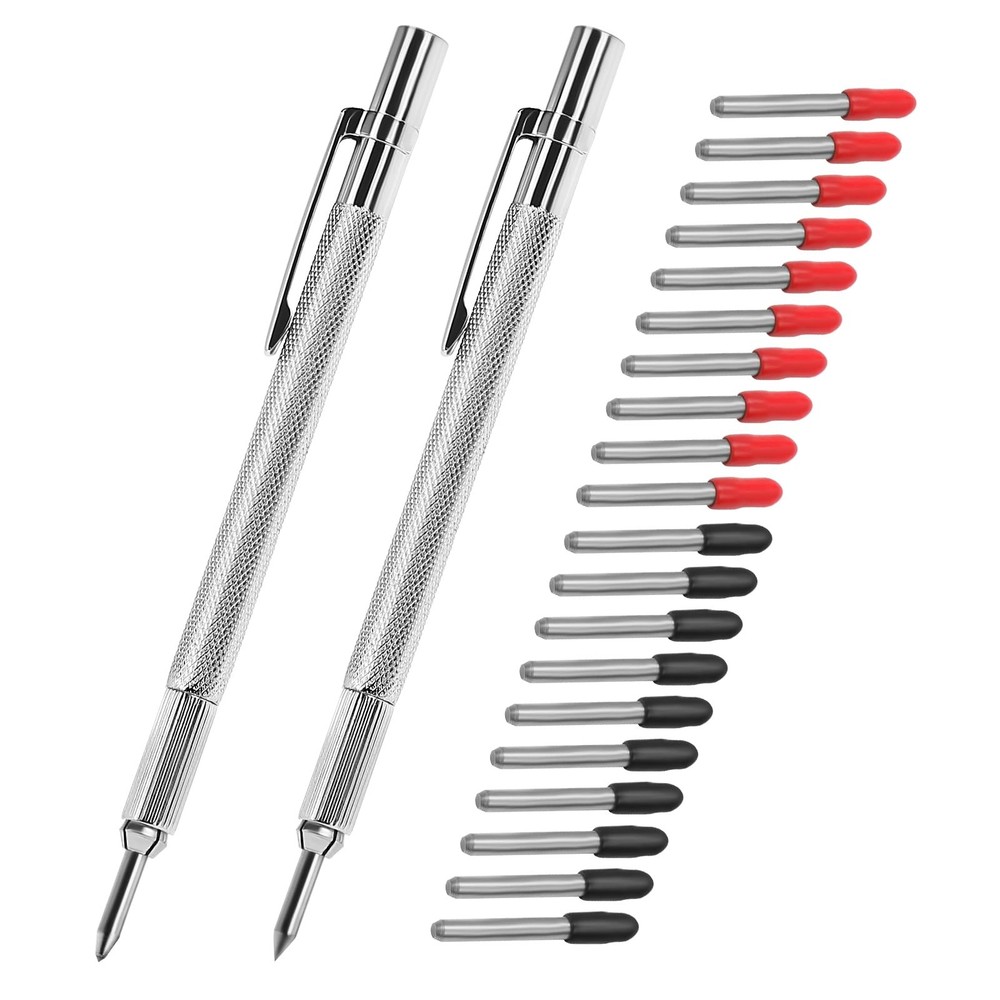 2 Pack Tungsten Carbide Scriber with Magnet, with Extra 20 Replacement Markin...