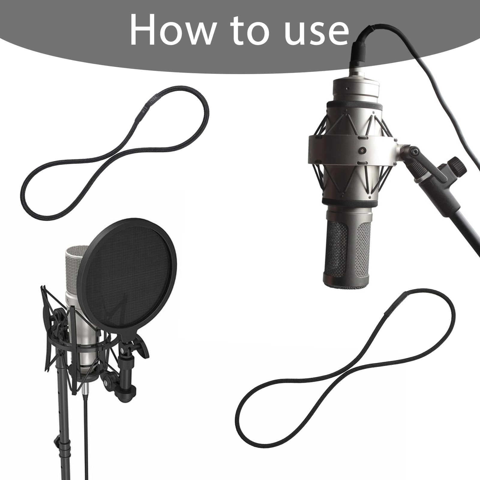 8 Pcs Universal Microphone Shock Mount Rubber Bands Black Elastic