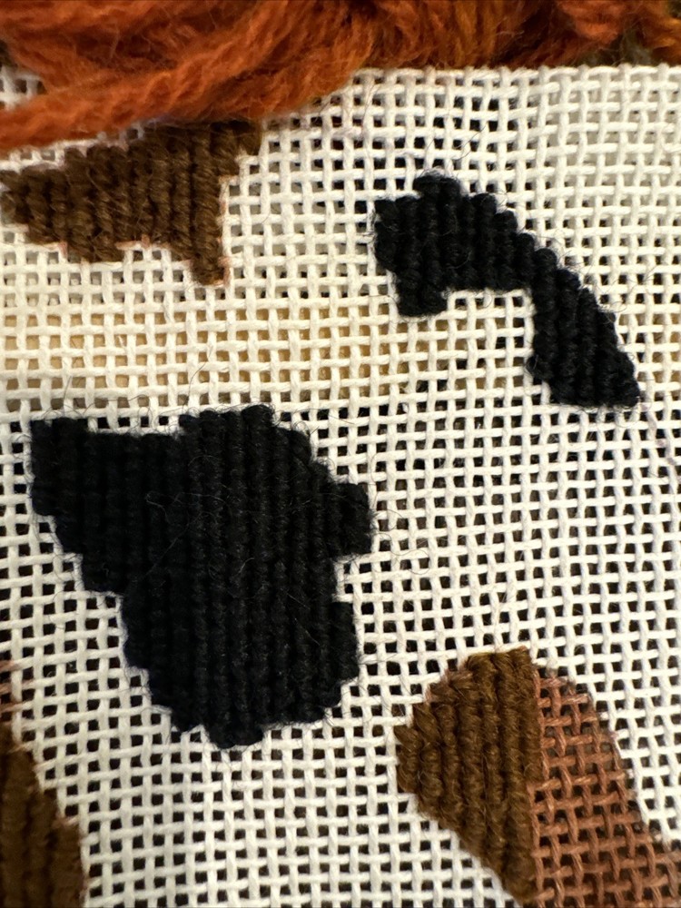 VTG Needlepoint Eyeglass Case Kit Dog Canvas Thread Partially Completed