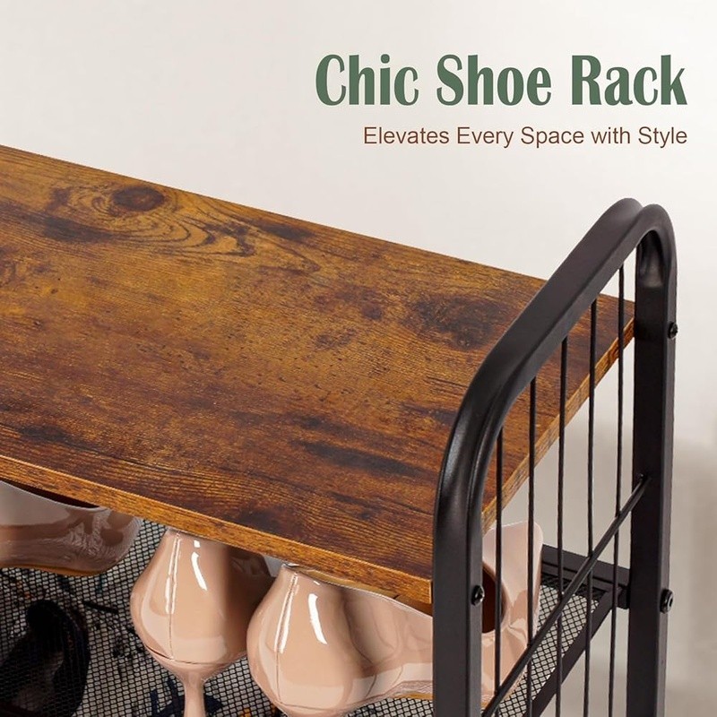 Compact 3 Tier Shoe Rack Easy Assembly Adjustable Storage Organizer Space Saving