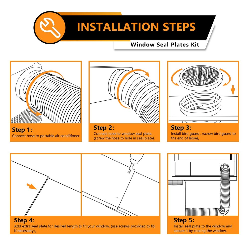 Portable Conditioner Window Seal Plates Kit, Vertical AC Window Unit, Adjusta...