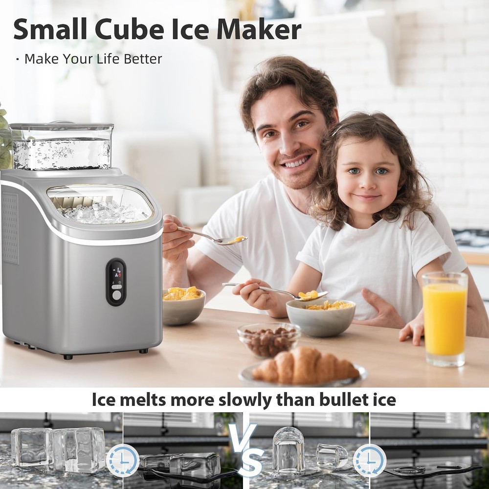 Electactic Countertop Ice Cube Maker Machine with External Water Tank,16Pcs/5Min