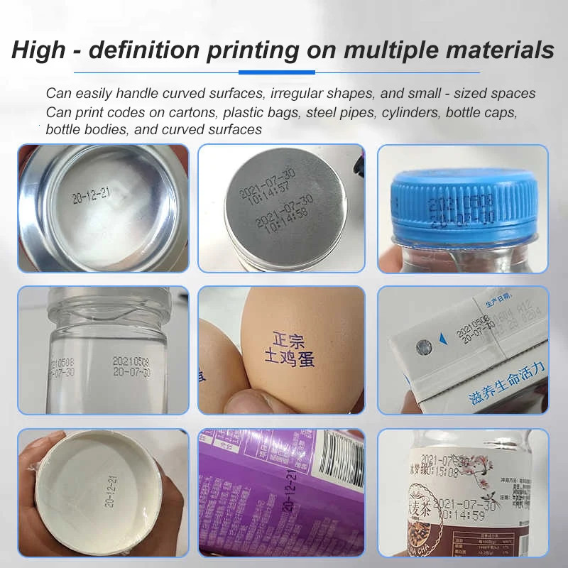 Mini handheld inkjet printer prints expiration date, batch number text