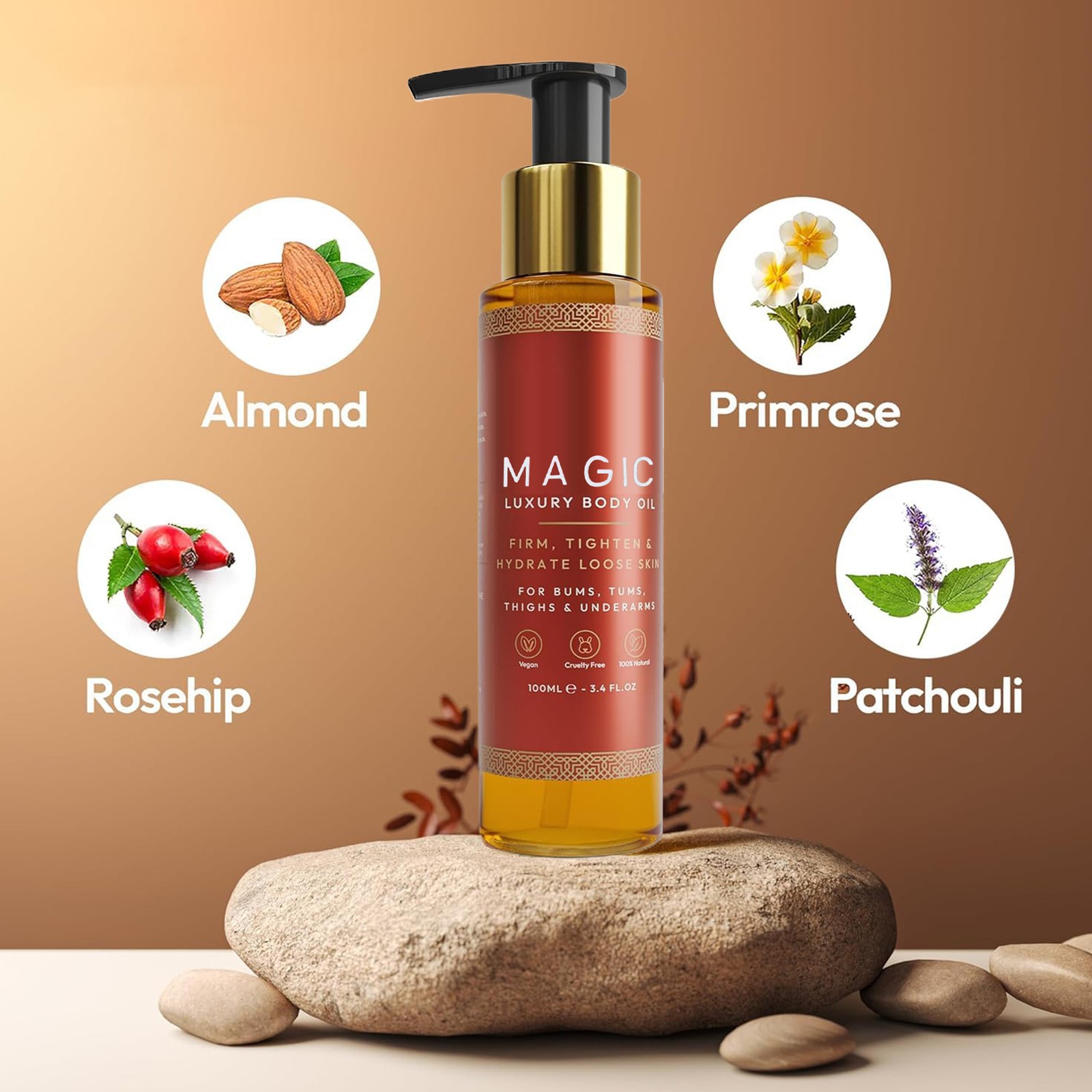 (2 PACK)BESQUE Magic Luxury Body Oil – Firms & Hydrates Skin 100% Natural 100ml