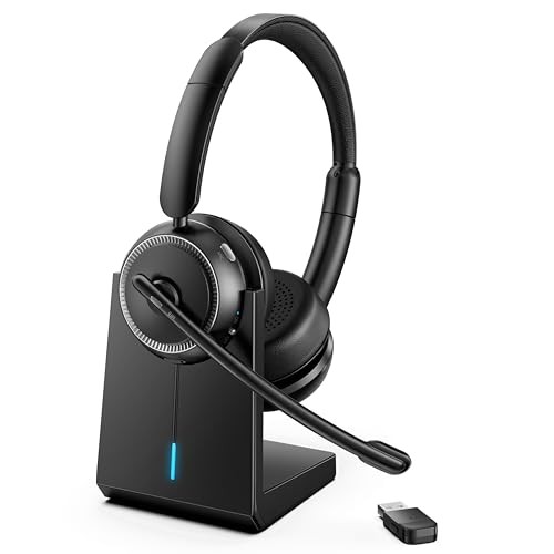 Upgrade ANC & ENC Headset with Microphone for PC, Wireless Headset with Black