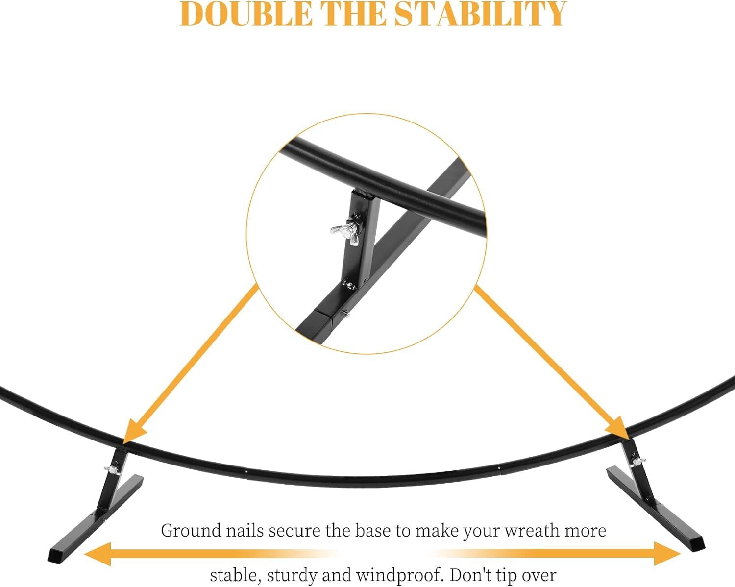 6.6ft Round Backdrop Stand Wedding Metal Circle Balloon Arch Stand Decor Black