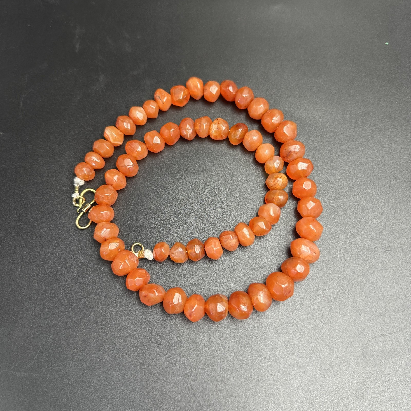 Vintage Himalayan Tibetan Carnelian Faceted Agate Beads Necklace