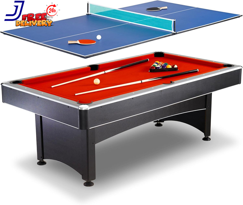 7 Foot Pool Table with Table Tennis Top Space Saving Ping Pong & Pool Table Comb