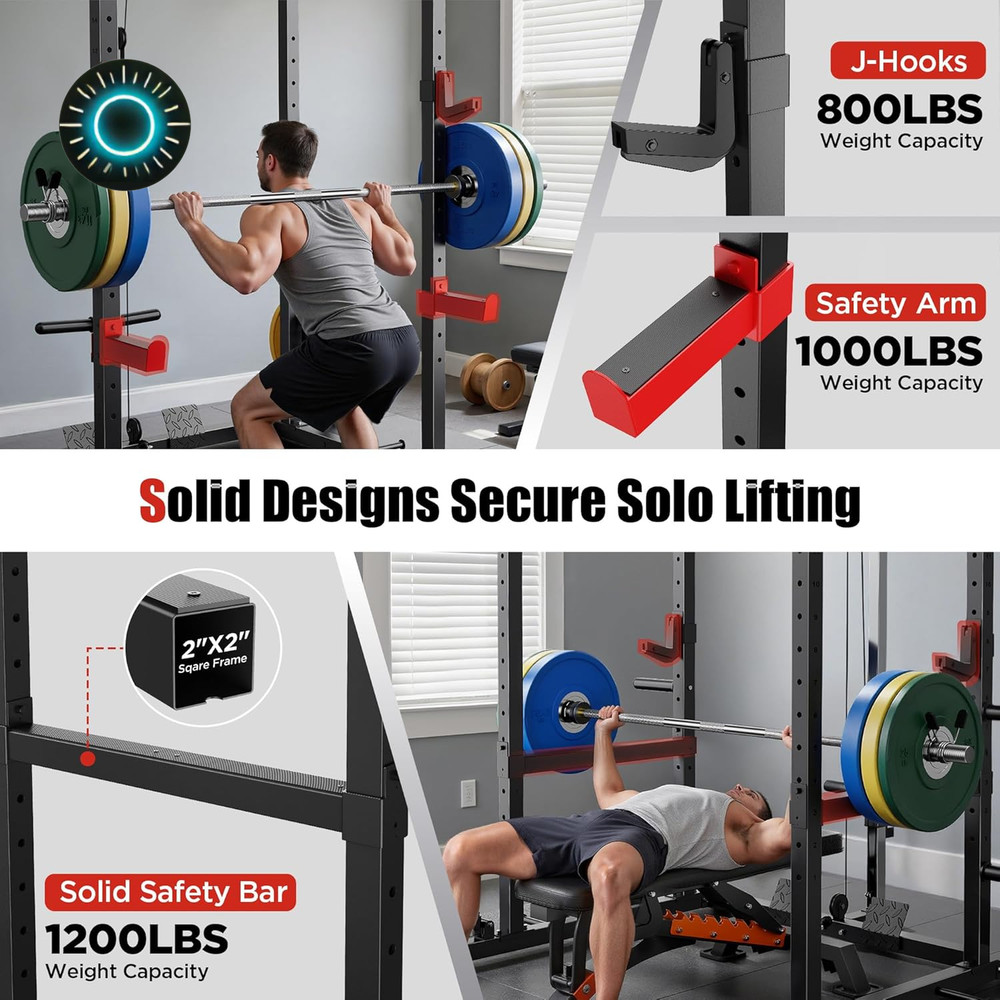 Sportsroyals Power Cage 1600Lbs Multi-Function Power Rack with Adjustable Cable