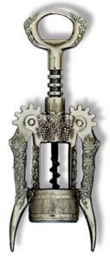 Wing Corkscrew, Auger Worm, Grape Design, Burnished