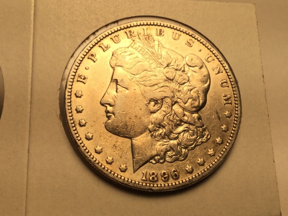 1896-O Morgan Dollar in almost uncirculated