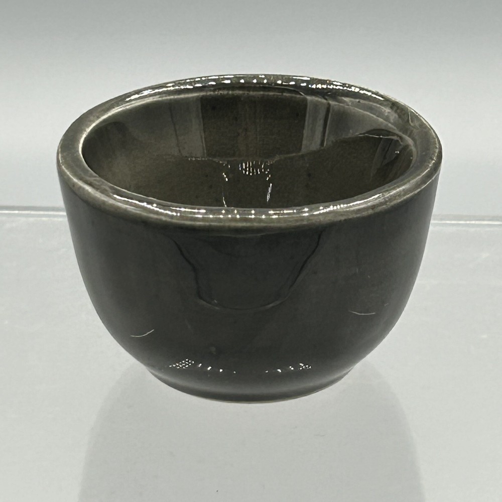 Vintage Brown Gray Glazed Ceramic Pottery Salt Cellar