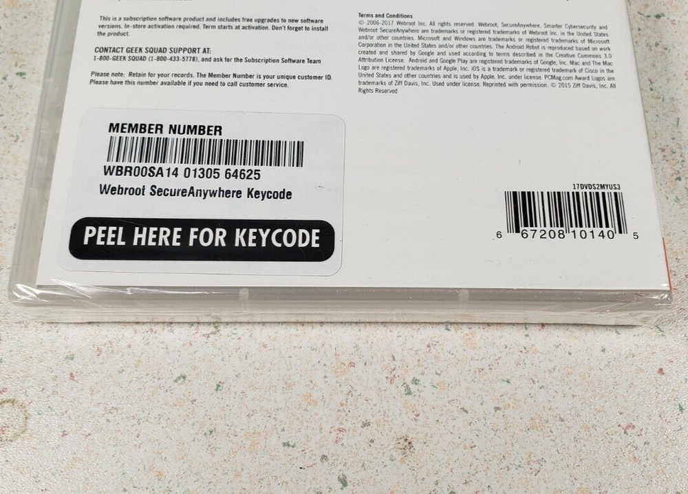 Webroot Secure Anywhere Internet Security 3 Devices New Sealed Windows Mac IOS