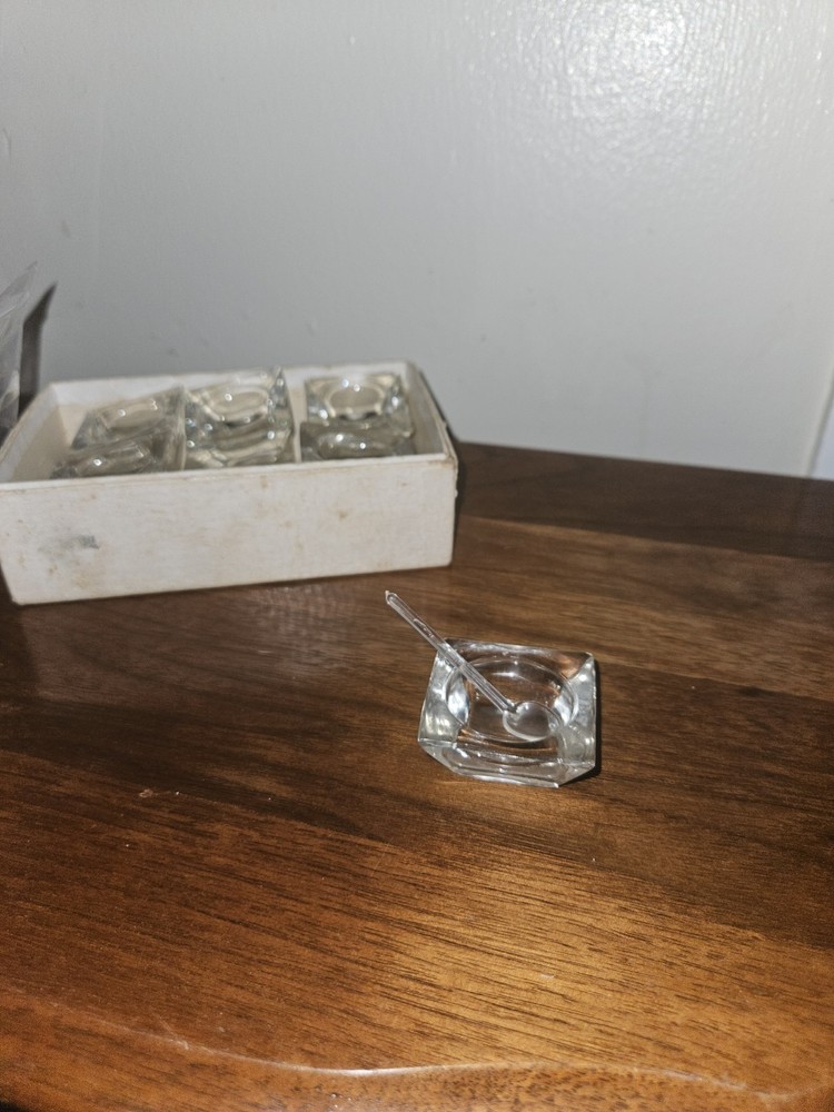 Vintage Square Salt Cellars (10) With Spoons