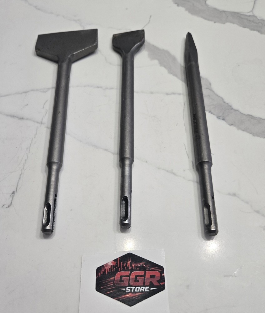 ZELCAN Chisel Set with SDS Max Shanks, 3pc 10 inch, Silver