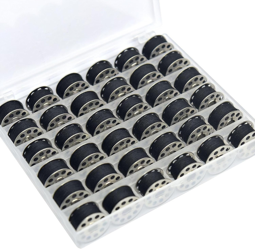 36Pcs Bobbins and Sewing Threads with Metal Bobbin Case for Multiple Sewing Mach